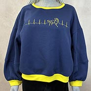 Navy and Gold Embroidered Heartbeat Horse Cropped Sweatshirt *ONLY ONE AVAILABLE Size Medium*