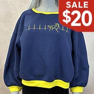 Navy and Gold Embroidered Heartbeat Horse Cropped Sweatshirt *ONLY ONE AVAILABLE Size Medium*