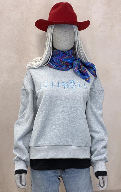 Electric Blue Heartbeat Horse Ash Heavy Cropped Crew Sweatshirt *ONLY 1 AVAILABLE Size Large*