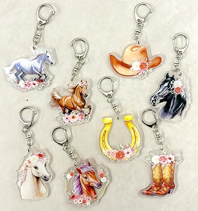 Clear Acrylic Cowgirl and Horse Keychains *ASSORTED DESIGNS - WE PICK WHICH*