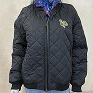 Black Diamond Quilt Jacket with Barn Girl Embroidery *ONLY 1 AVAILABLE size XL*