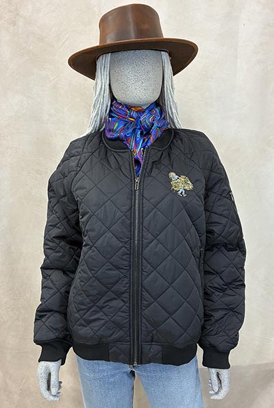Black Diamond Quilt Jacket with Barn Girl Embroidery *ONLY 1 AVAILABLE size XL*