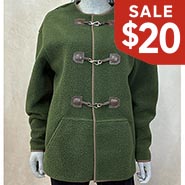 Faux Shearling Sherpa Fleece Moss Green Jacket with Snap Closures ONLY 1 AVAILABLE size M