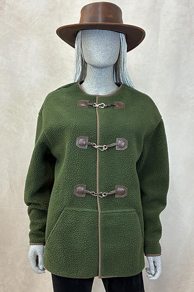 Faux Shearling Sherpa Fleece Moss Green Jacket with Snap Closures ONLY 1 AVAILABLE size M