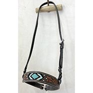 Turquoise Beaded Tooled Leather Noseband Tiedown *ONLY ONE AVAILABLE*