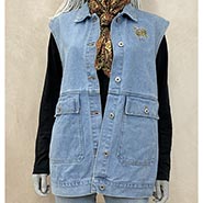 Oversize Denim Vest with Barn Girl Embroidery *ONLY 1 AVAILABLE size L*