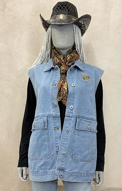 Oversize Denim Vest with Barn Girl Embroidery *ONLY 1 AVAILABLE size L*