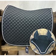 Black Equinavia Voss Dressage Saddle Pad and Crocheted Bonnet Set *ONLY ONE AVAILABLE*