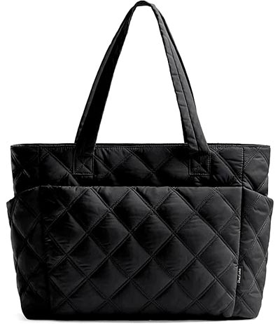 Black Quilted Puffer Tote Laptop Bag Purse *ONLY ONE AVAILABLE*