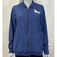 Navy Blue 4-way Stretch Scrub Jacket with Horse Embroidery *ONLY 1 AVAILABLE Size Medium*
