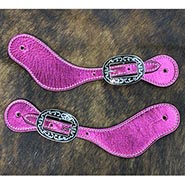 Metallic Pink Leather Spur Straps *ONLY ONE PAIR AVAILABLE*