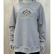 Textured Grey Crew Sweat with I Train Horses To Eat Carrots Embroidery *ONLY ONE AVAILABLE size Large*