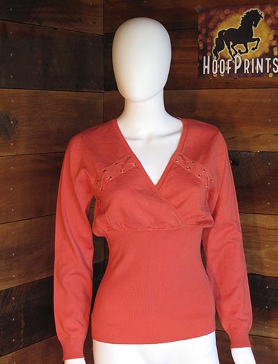 Venus Brand Coral Knit Top with Laced Eyelet details *ONLY ONE AVAILABLE - SIZE M*