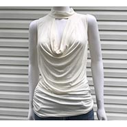 Venus Ivory Cowl Front Knit Top with Jeweled Buttons *ONLY ONE AVAILABLE - SIZE M*