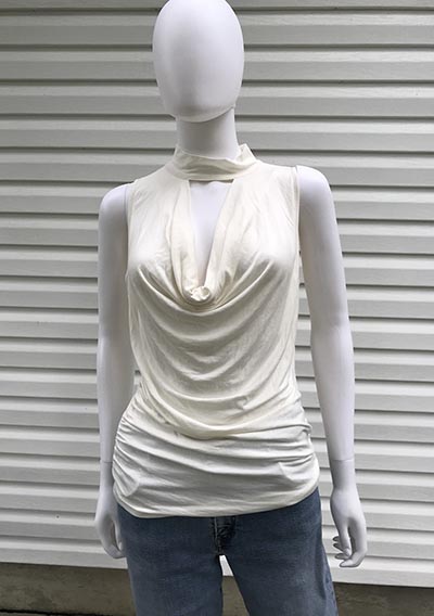 Venus Ivory Cowl Front Knit Top with Jeweled Buttons *ONLY ONE AVAILABLE - SIZE M*