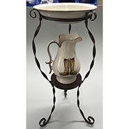 Western Decorated Wash Bowl & Pitcher with Sketchy Metal Stand *ONLY ONE AVAILABLE*
